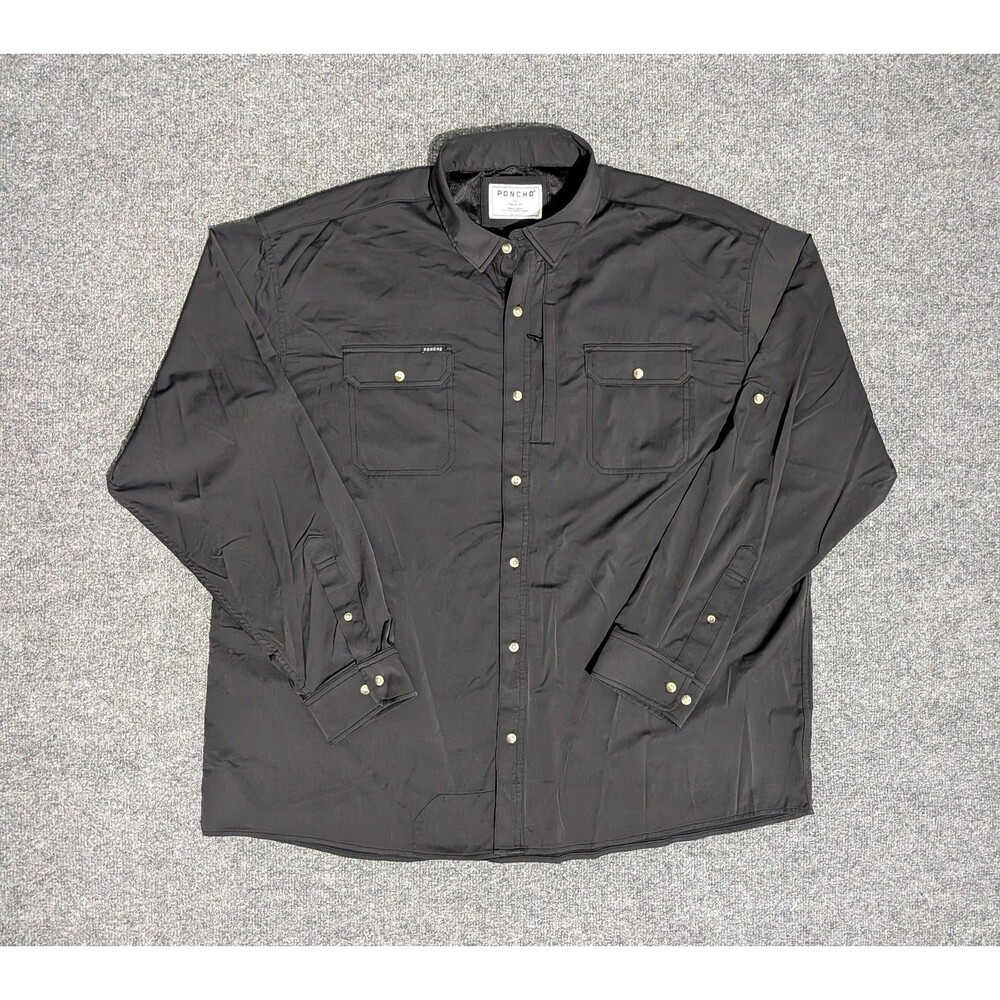 Poncho Shirt Mens XXL Regular Fit Long Sleeve Black
